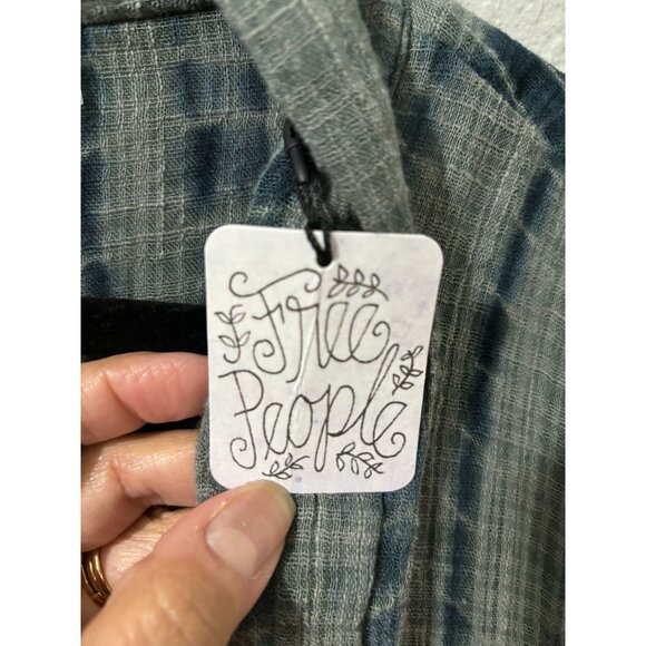 NWT Free People FP Tie Dye Ruffle Kimono Wrap Top Green M-L - Picture 4 of 10